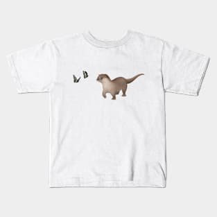 Otter and butterflies 2 Kids T-Shirt